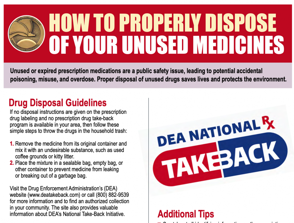 DEA Drug Disposal Flyer Elks Drug Awareness Program